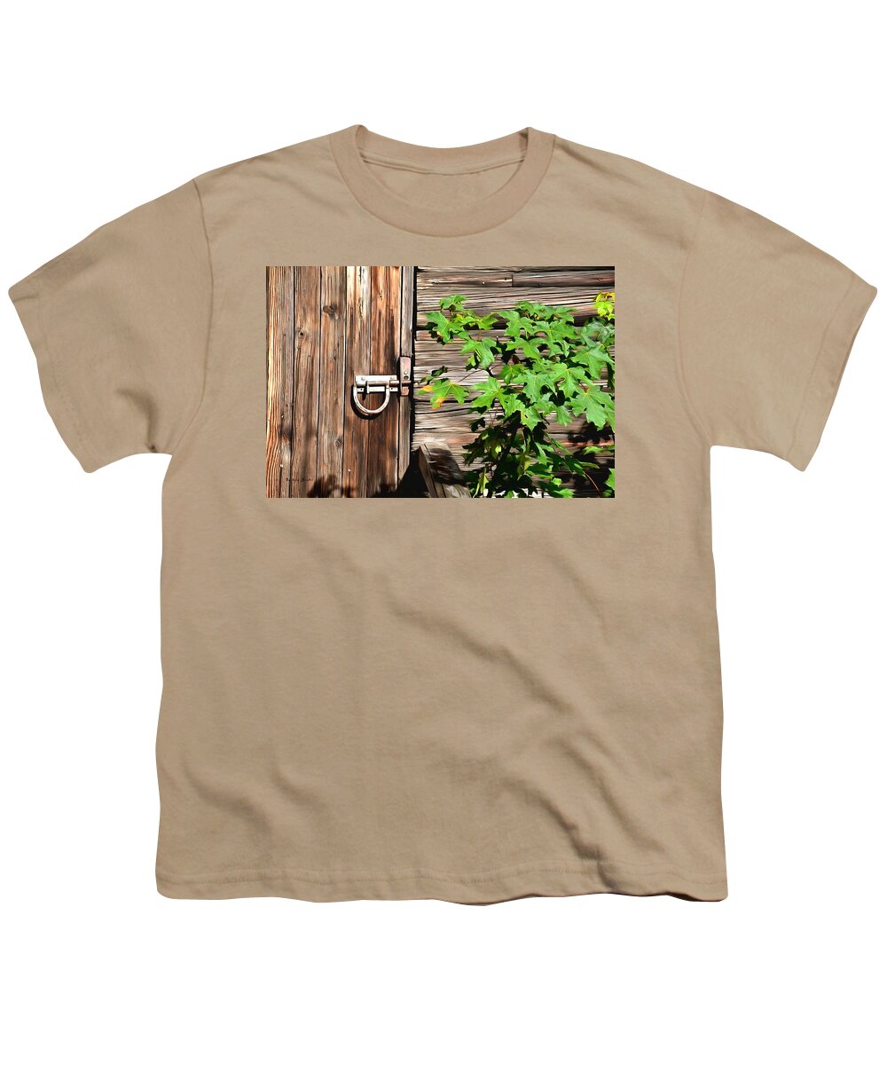 Barbara Snyder Youth T-Shirt featuring the photograph Horseshoe Latch on the Barn Door Painting by Barbara Snyder