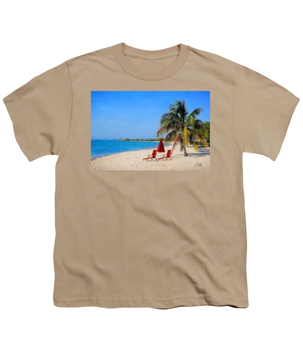 Beach Scene Youth T-Shirt featuring the mixed media Hot Fun in the Summertime by Colleen Taylor
