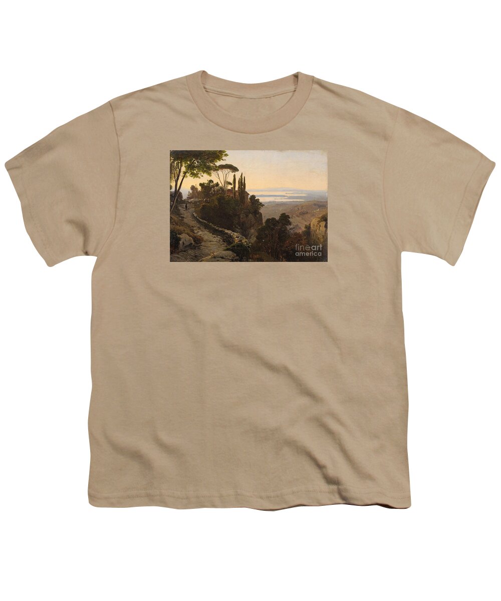 Oswald Achenbach Youth T-Shirt featuring the painting Italian Landscape by MotionAge Designs