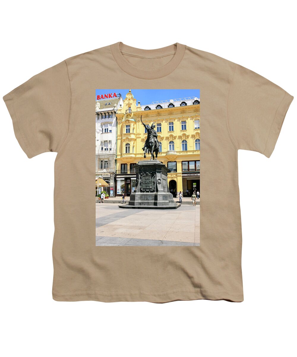 Statue Youth T-Shirt featuring the photograph Jelacic Square Zagreb by Chris Smith
