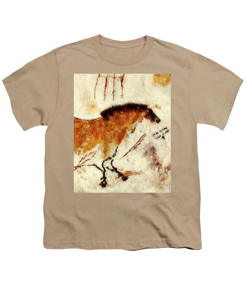 Lascaux Prehistoric Horse Youth T-Shirt featuring the digital art Lascaux Prehistoric Horse Detail by Weston Westmoreland