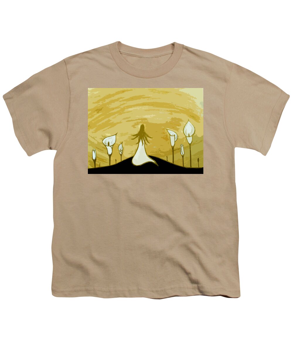 Lady Youth T-Shirt featuring the painting Lilies Of The Field 2 by Angelina Tamez
