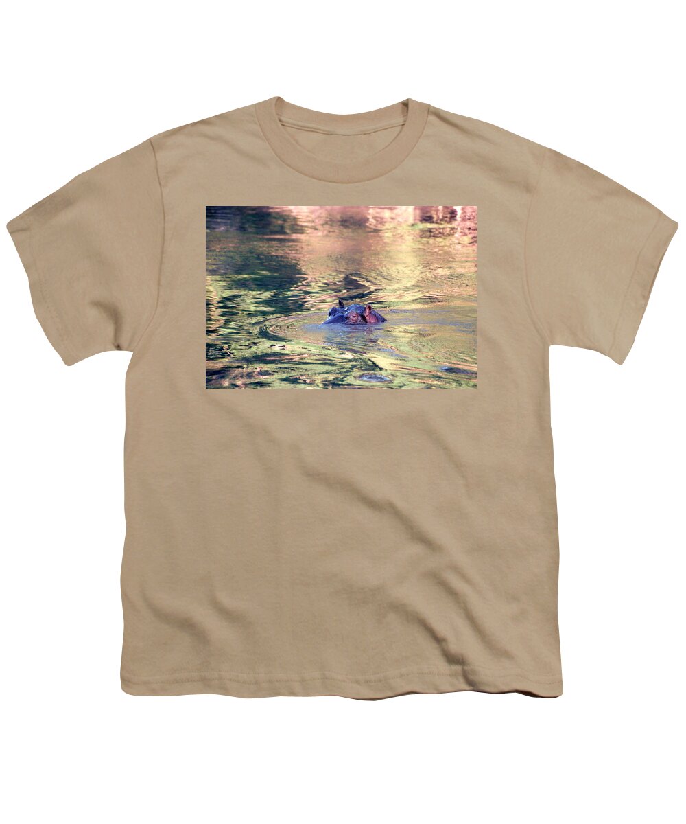 Africa Youth T-Shirt featuring the photograph Lonely Hippo by Sebastian Musial