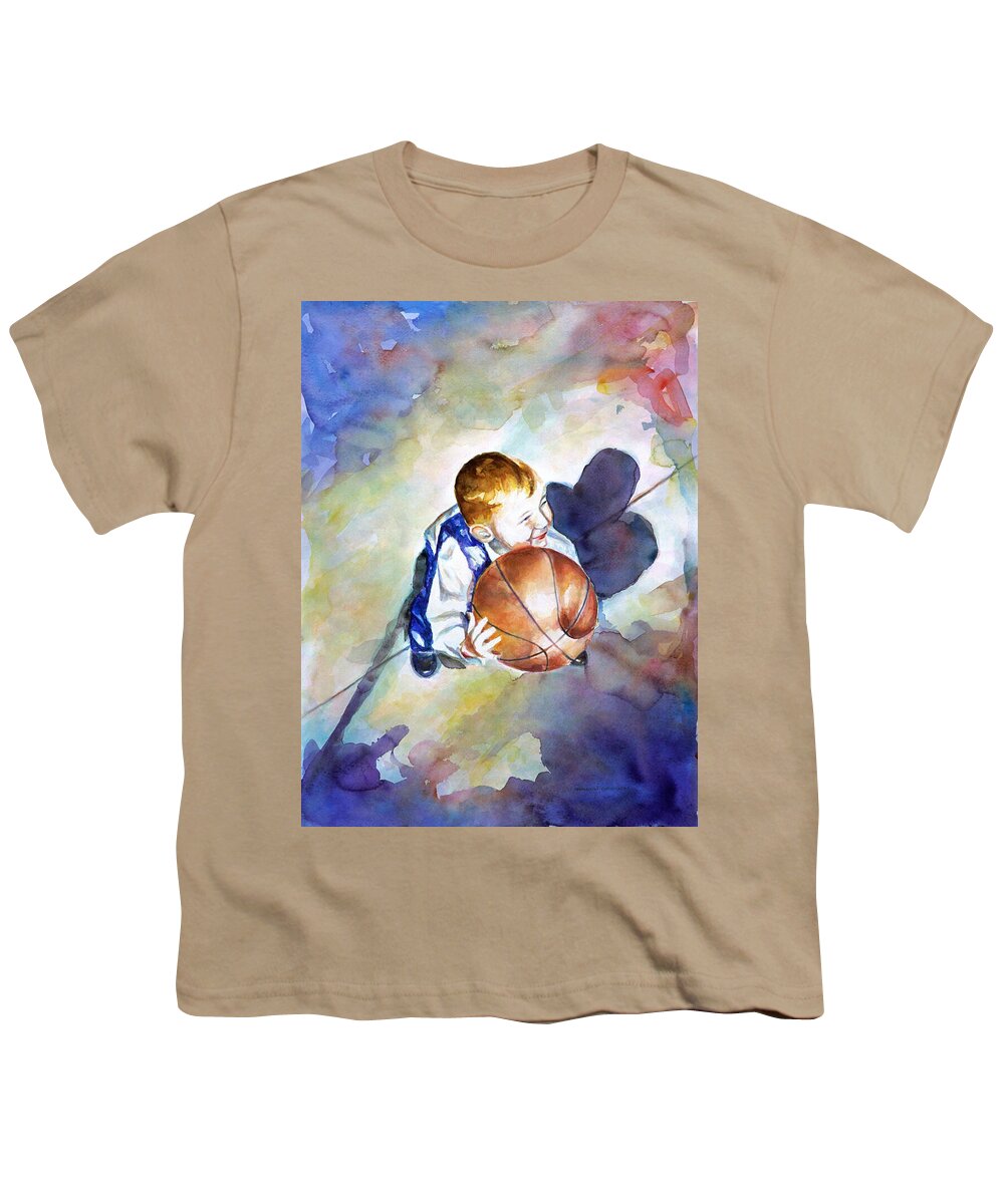 Watercolor Youth T-Shirt featuring the painting Loves the Game by Shannon Grissom