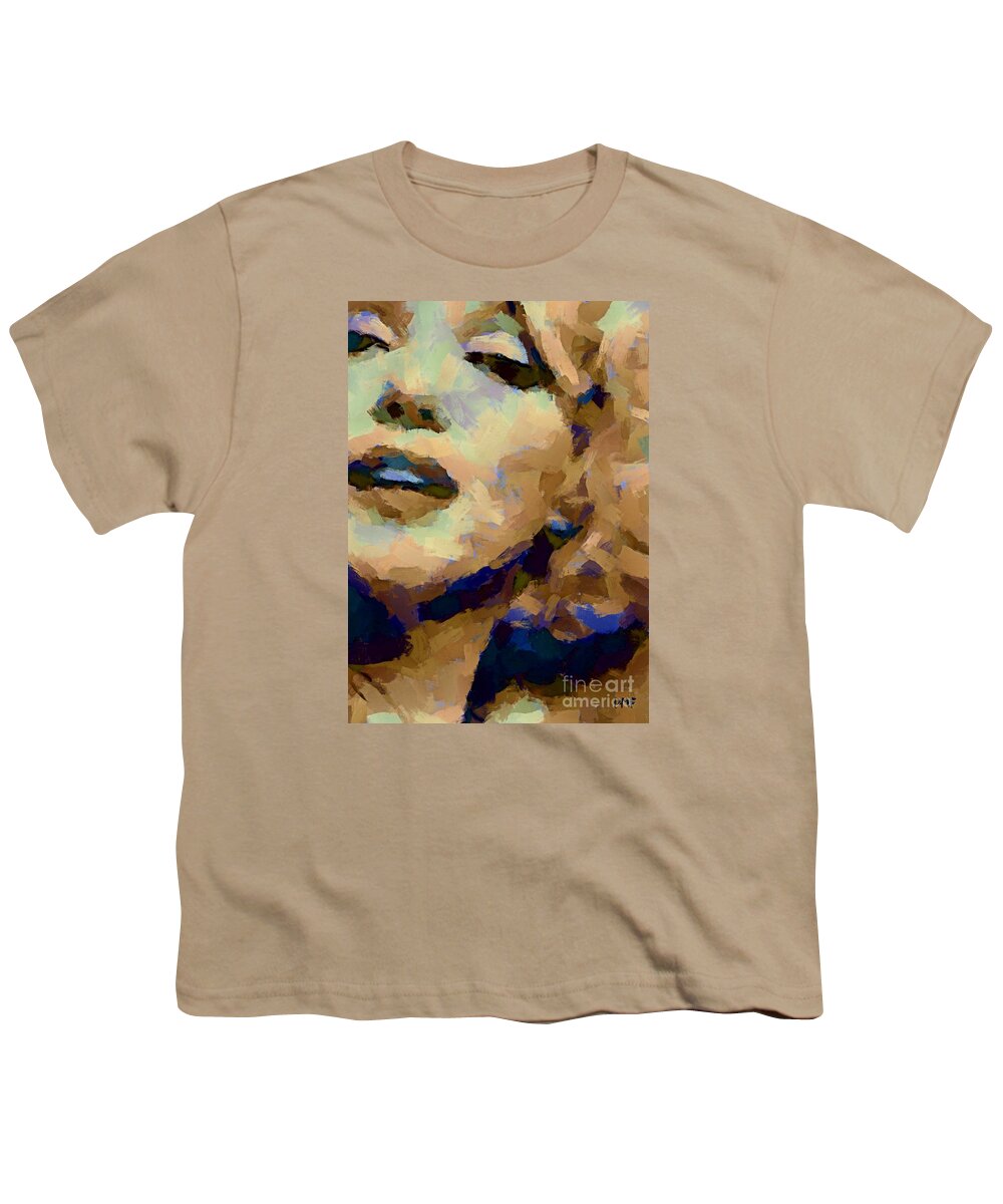 Digital Art Youth T-Shirt featuring the painting Marilyn Monroe in Yellow by Dragica Micki Fortuna