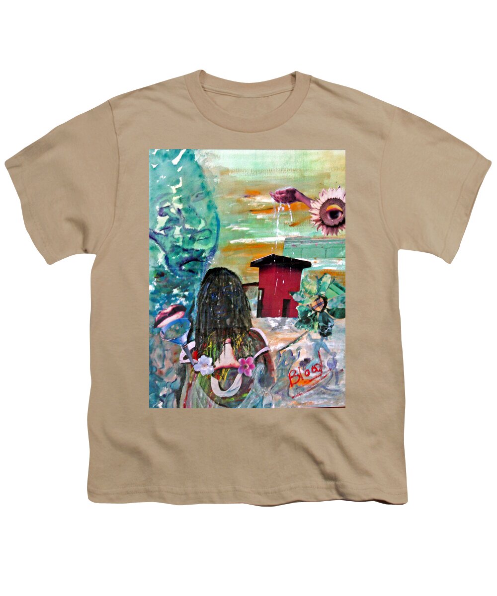 Water Youth T-Shirt featuring the painting Masks of Life by Peggy Blood