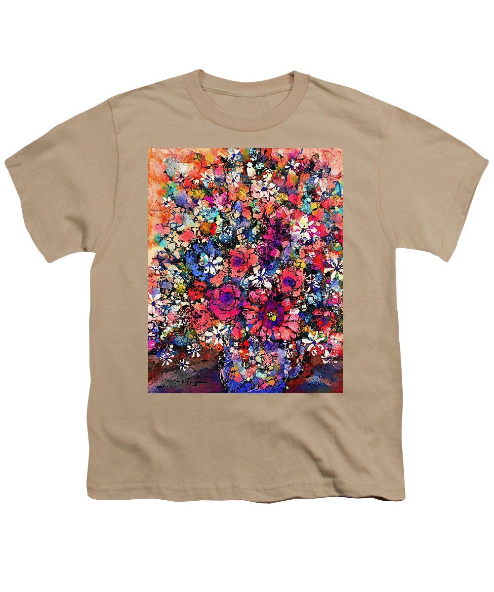 Natalie Holland Art Youth T-Shirt featuring the painting Mixed Flowers by Natalie Holland