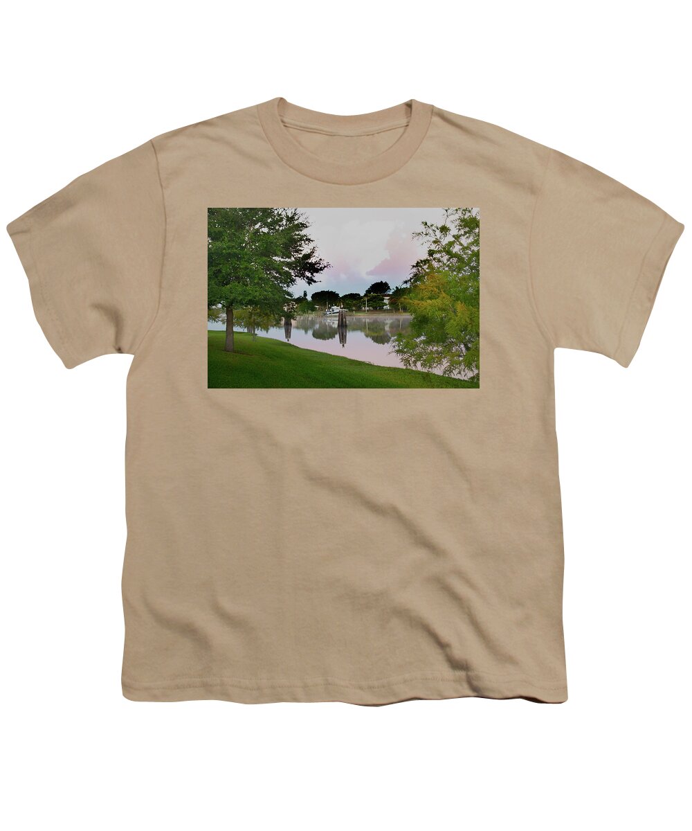 River Youth T-Shirt featuring the photograph Morning Reflections by Judy Hall-Folde