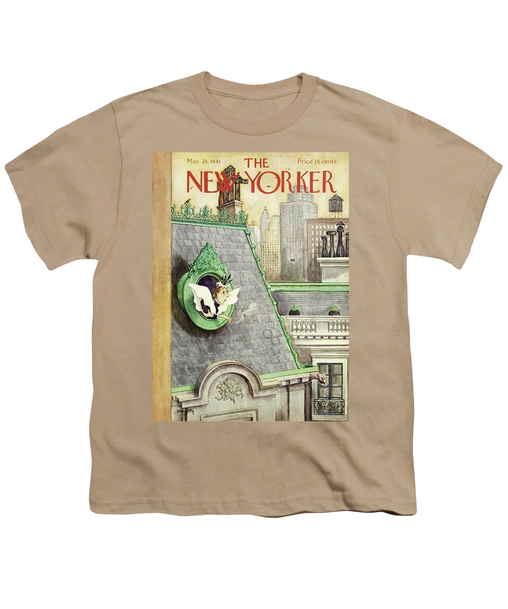 Smoking Youth T-Shirt featuring the painting New Yorker May 24 1941 by Mary Petty