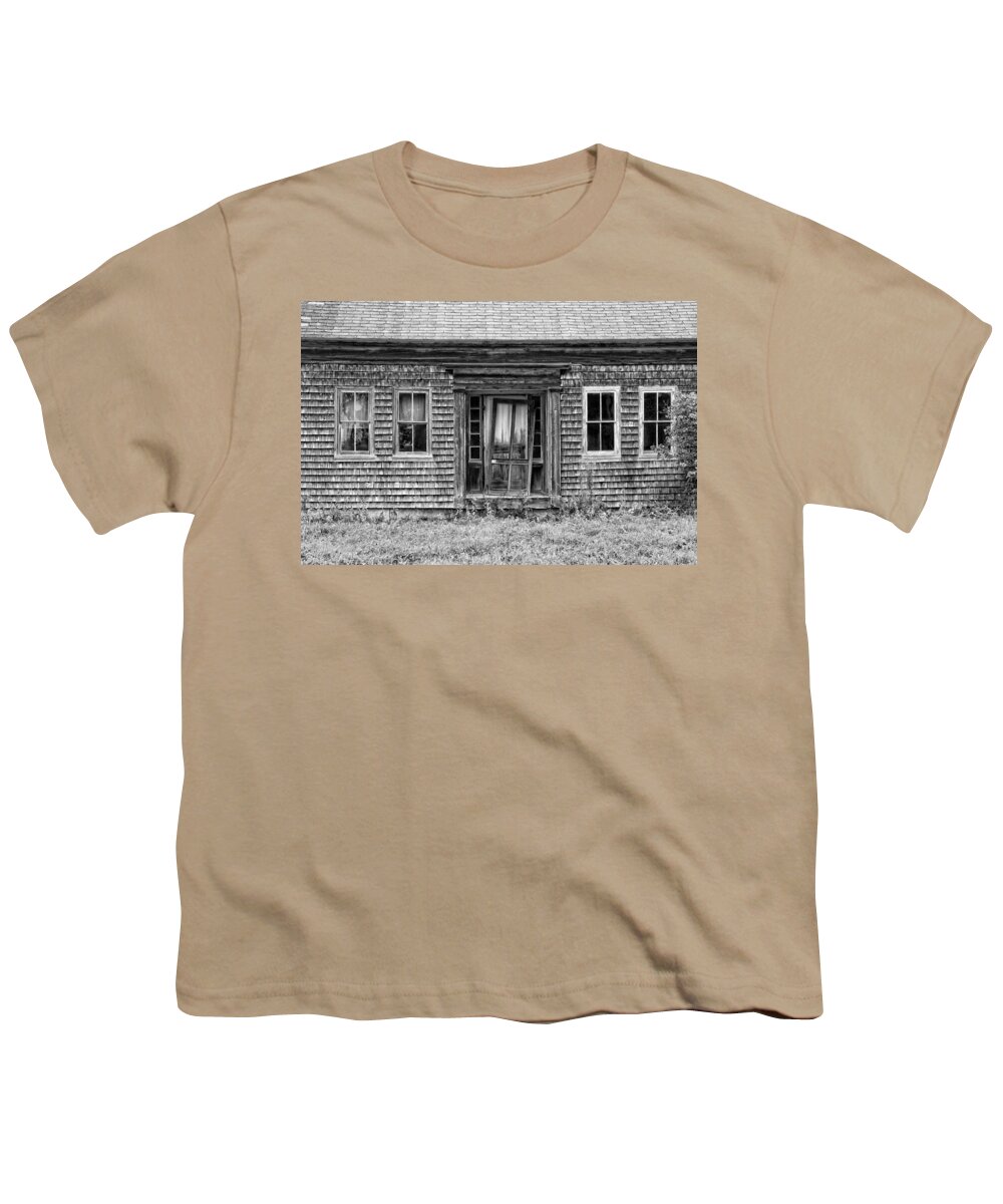 House Youth T-Shirt featuring the photograph Old Wood Shingle House Black and White Photograph by Keith Webber Jr