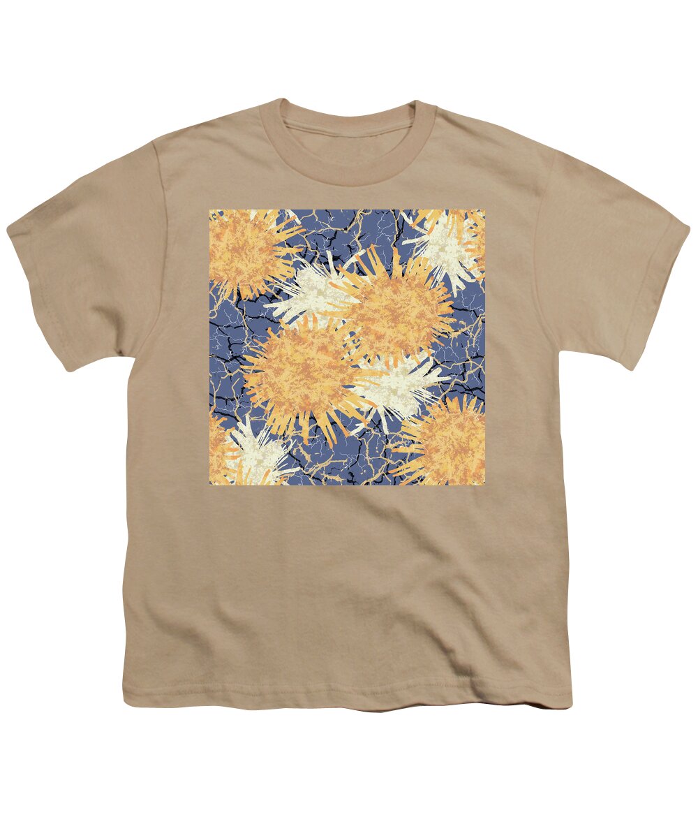 Orange Youth T-Shirt featuring the digital art Orange Cobwebs Pattern by April Burton