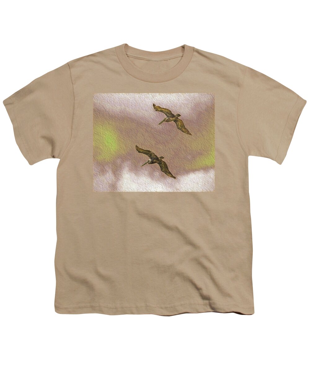 Amelia Island Youth T-Shirt featuring the photograph Pelicans On Cave Wall by Richard Goldman