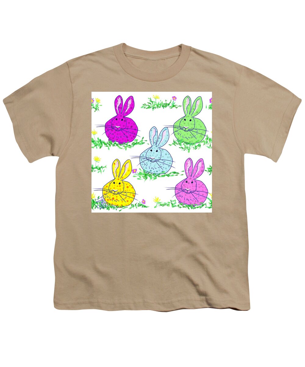 Animal Youth T-Shirt featuring the digital art Polka dot bunnies by Debra Baldwin