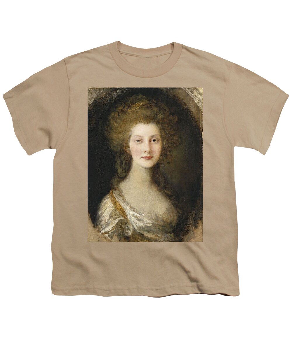 Thomas Gainsborough(1727-1788) Portrait Of Princess Augusta Youth T-Shirt featuring the painting Portrait of Princess Augusta by MotionAge Designs