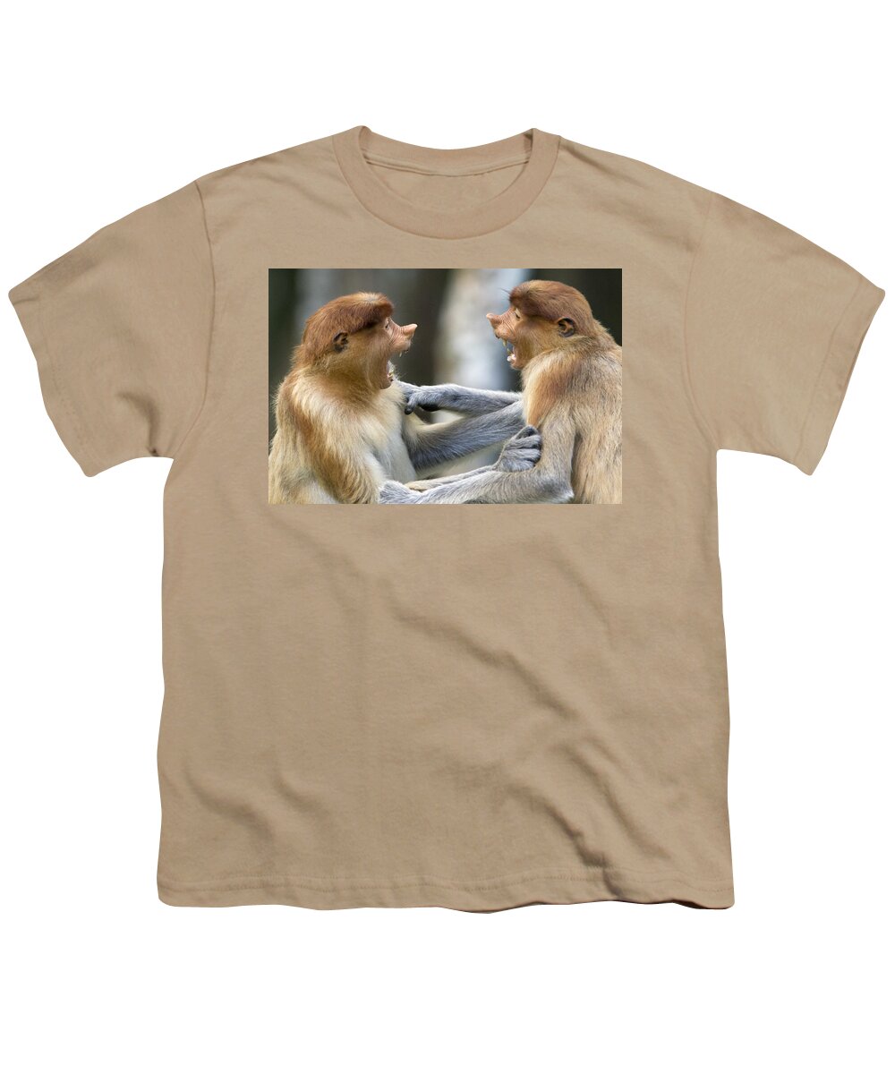 00479370 Youth T-Shirt featuring the photograph Proboscis Monkey Males Play Fighting by Suzi Eszterhas