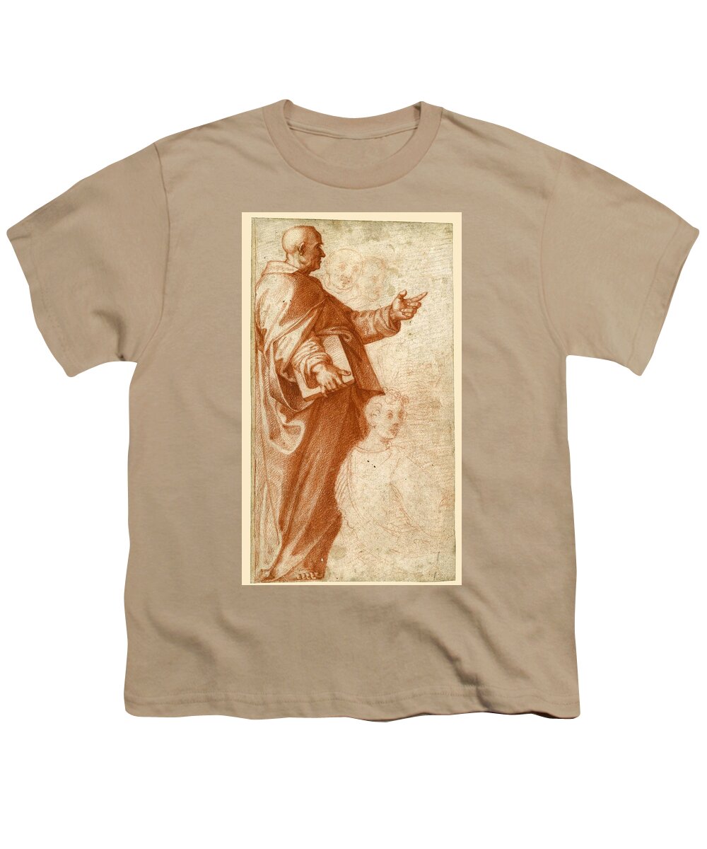 Baccio Bandinelli Youth T-Shirt featuring the drawing Profile Study of a standing Saint holding a Book with subsidiary Studies of three additional Figures by Baccio Bandinelli