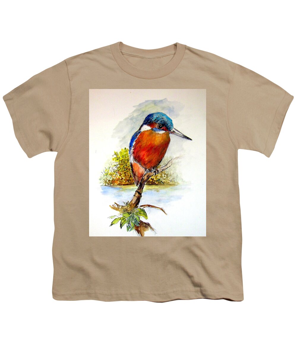 Fish Youth T-Shirt featuring the painting River Kingfisher by Jason Sentuf