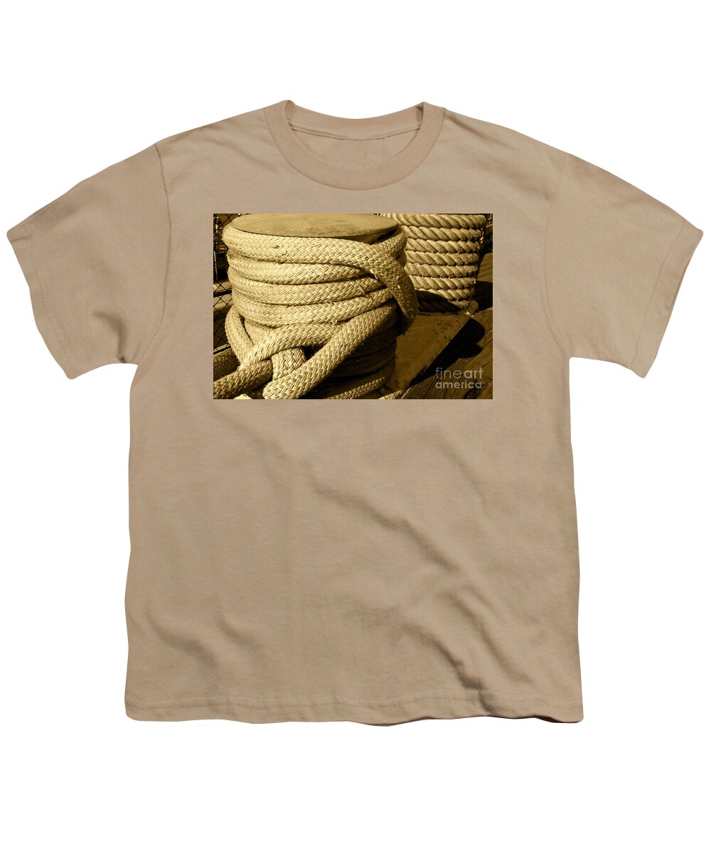 Rope Youth T-Shirt featuring the photograph Rope tied to a large ship by Micah May