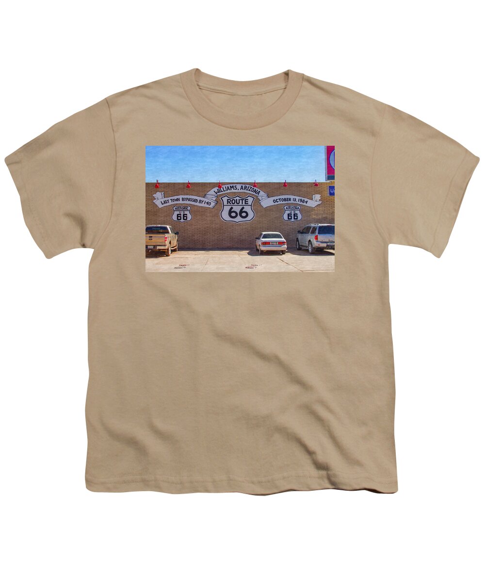 Route 66 At Williams Arizona Youth T-Shirt featuring the photograph Route 66 at WIlliams Arizona by Bonnie Follett