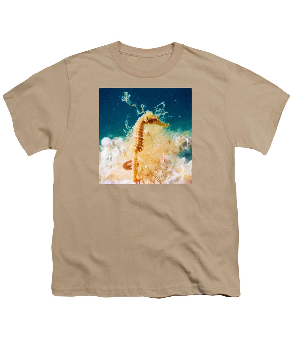 Hippocampus Youth T-Shirt featuring the digital art Sea Horse by Roy Pedersen