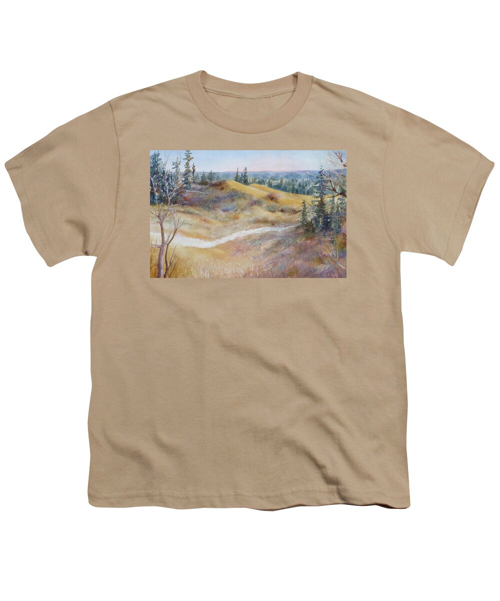 Landscape Youth T-Shirt featuring the painting Spirit Sands by Ruth Kamenev