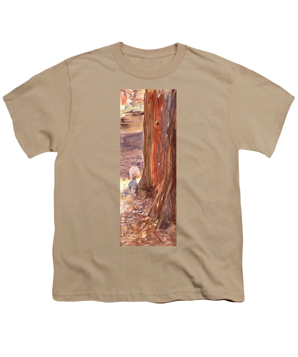 Squirrel Youth T-Shirt featuring the painting Squirrel by David Ladmore
