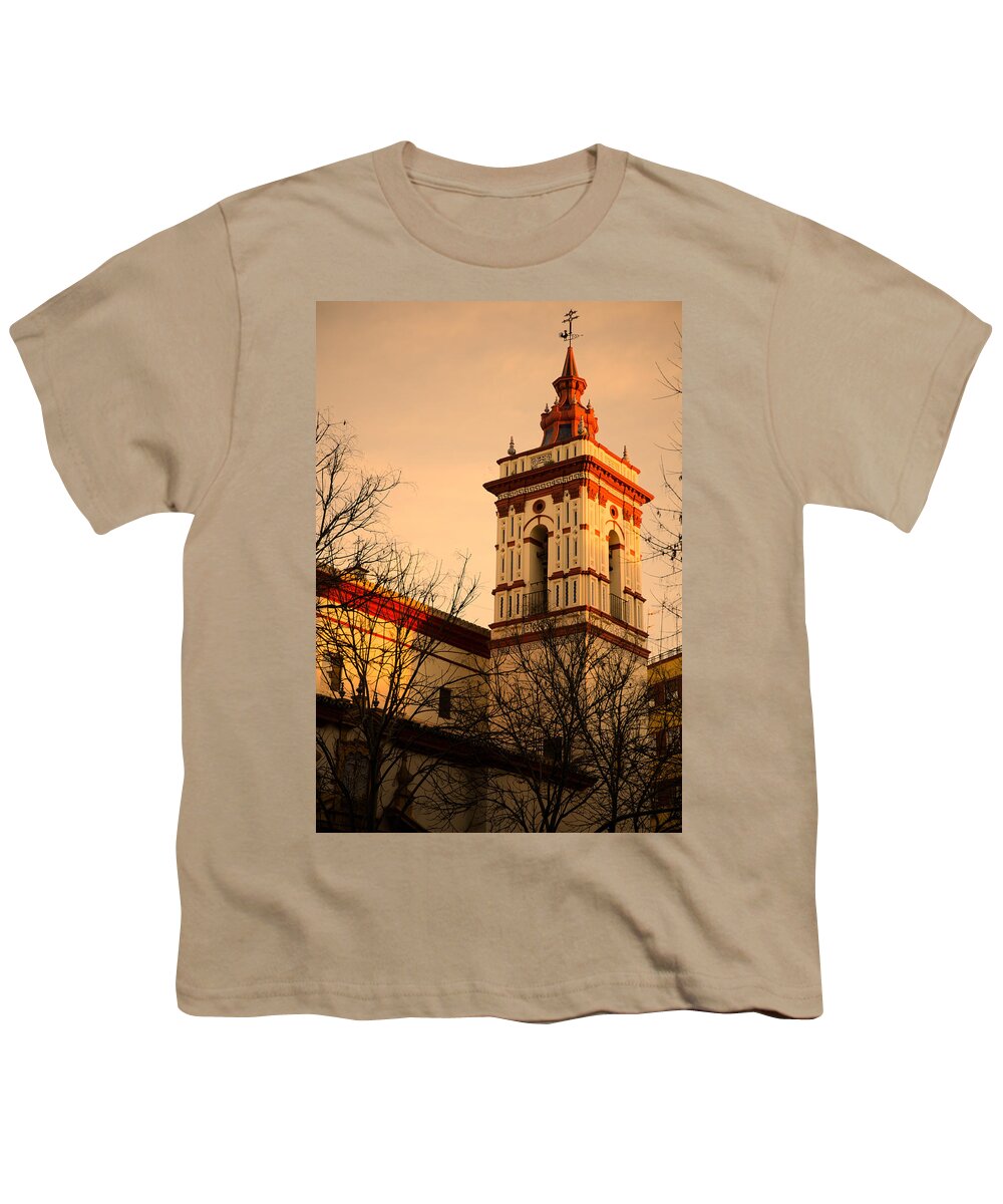 Iglesia Youth T-Shirt featuring the photograph Sunset in Seville - San Roque by AM FineArtPrints