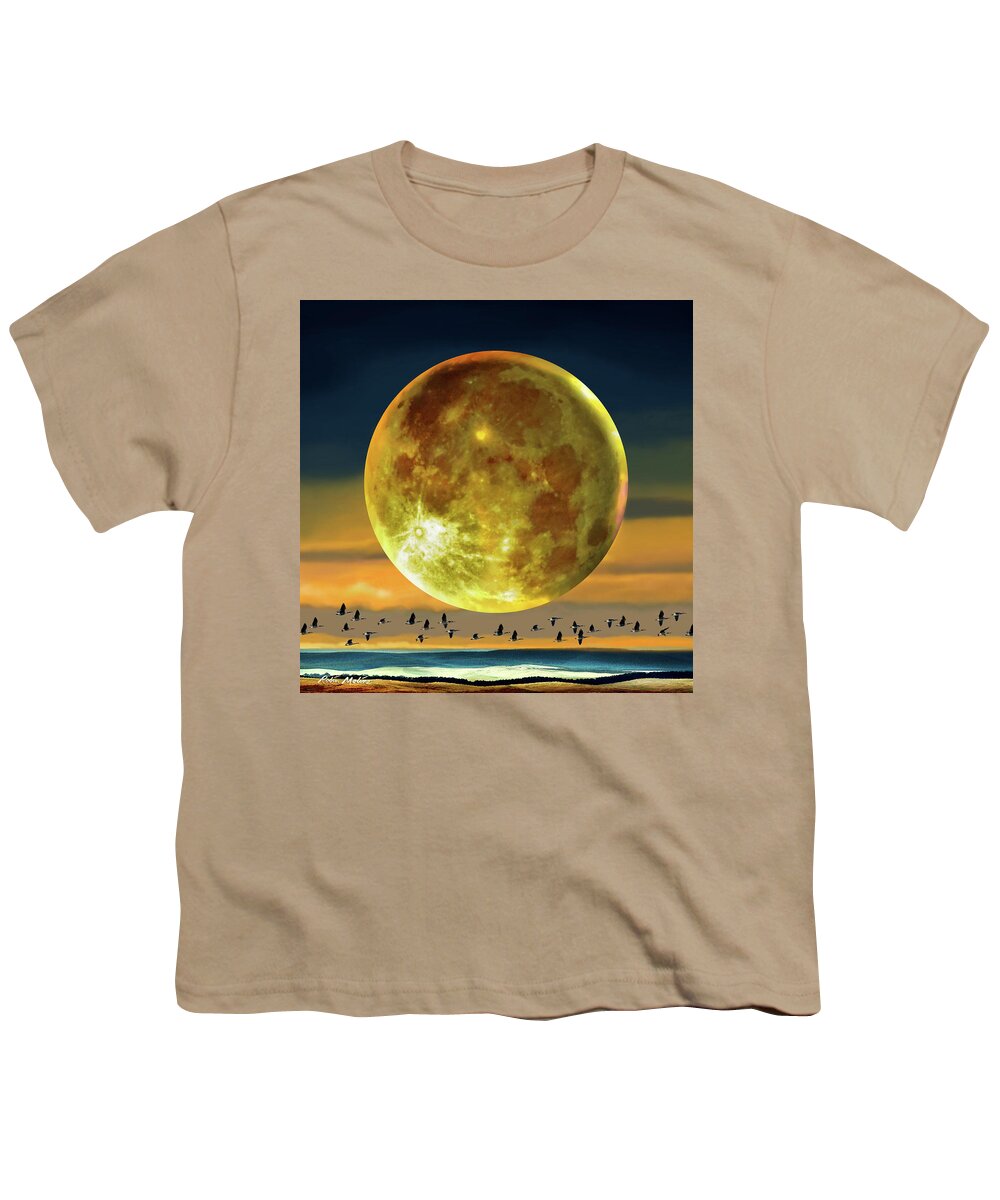 Super Moon Youth T-Shirt featuring the digital art Super Moon over November by Robin Moline