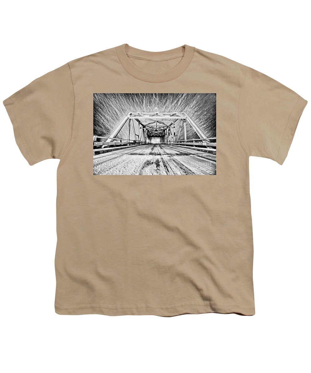 Surf City Youth T-Shirt featuring the photograph Swing Bridge Blizzard by DJA Images