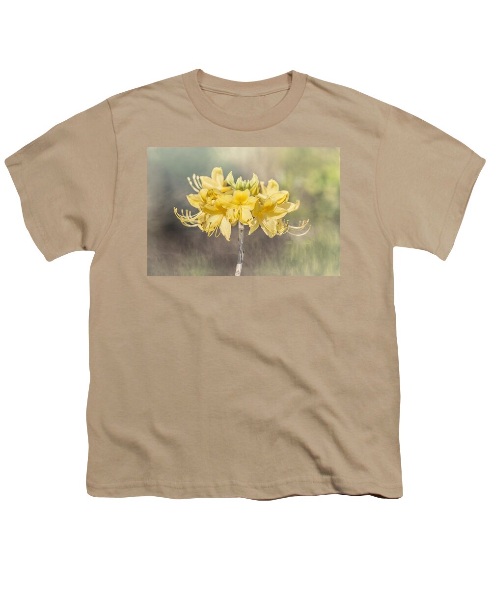 Texas Native Azalea Youth T-Shirt featuring the photograph Texas Azalea -Textured by Kathy Adams Clark