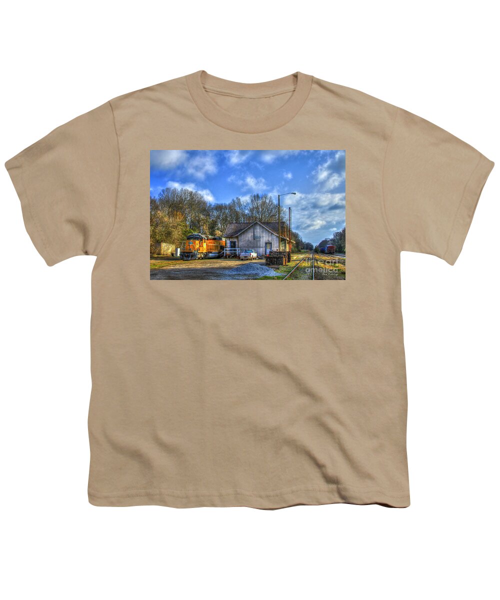 Reid Callaway Train And Track Youth T-Shirt featuring the photograph Madison Georgia The Day Off Vintage Train Station Locomotive Art by Reid Callaway