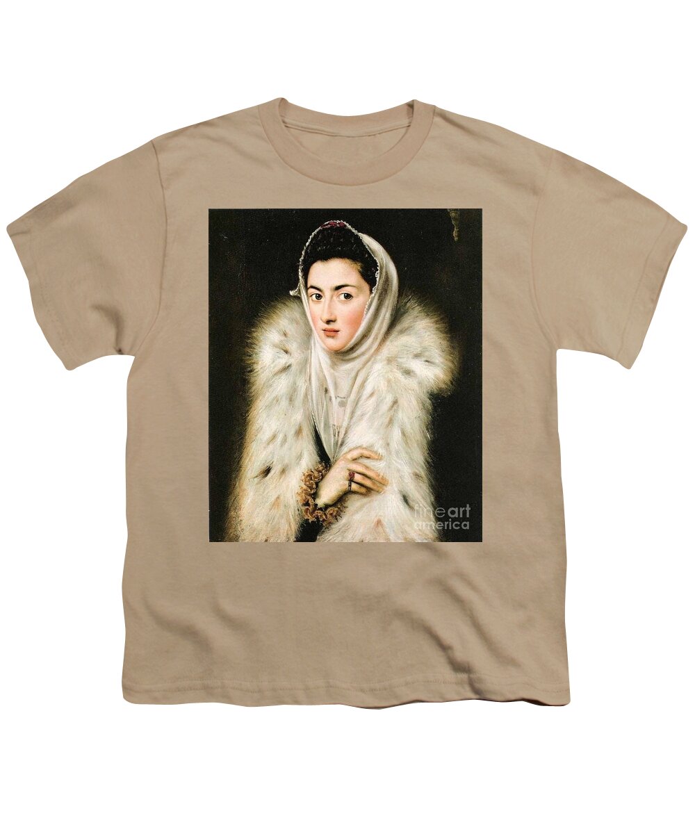Greco - The Lady With An Ermine 1576-1577 Youth T-Shirt featuring the painting The Lady with an Ermine by MotionAge Designs