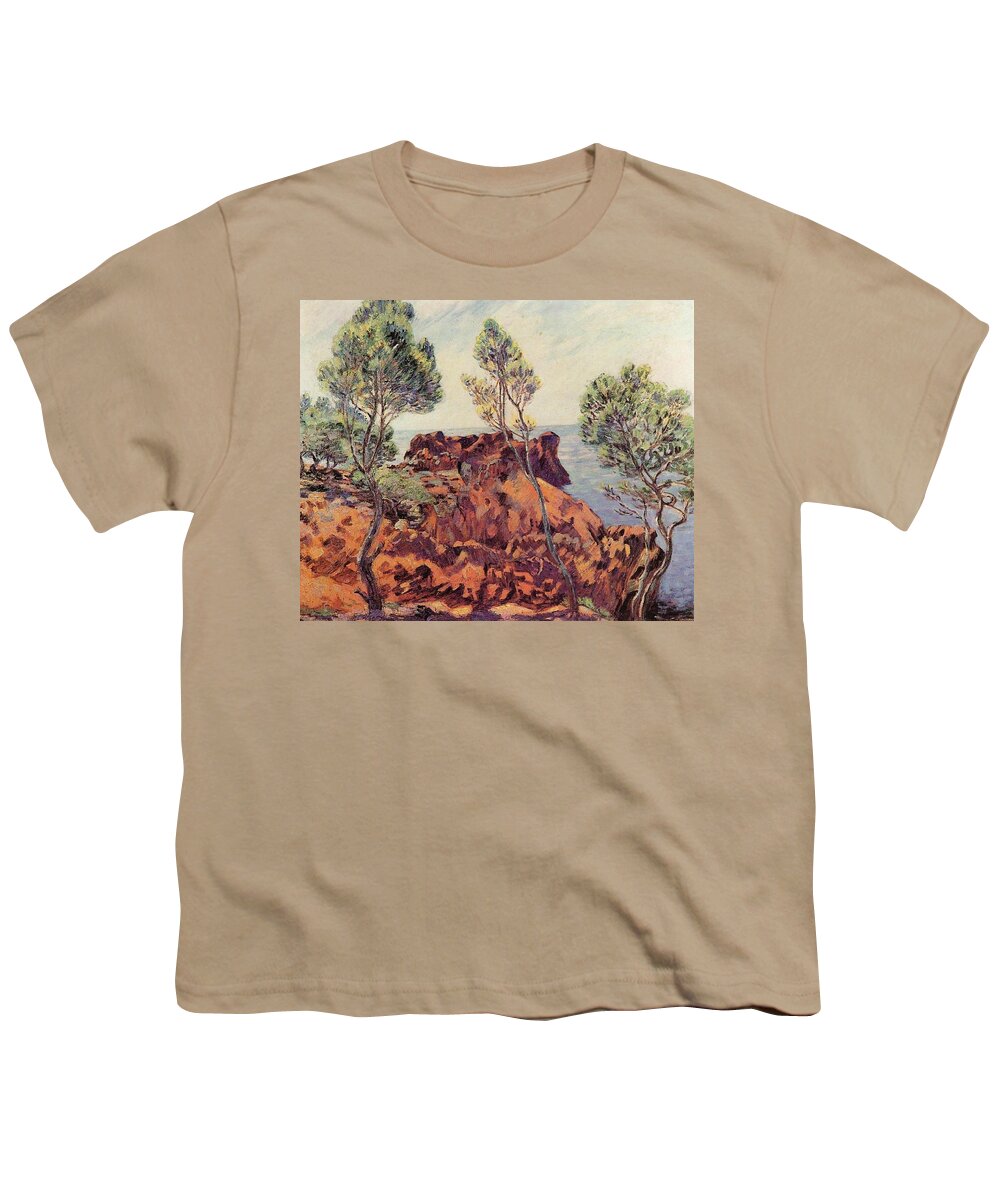 Agay - The Red Rocks Youth T-Shirt featuring the painting the Red Rocks by Armand Guillaumin