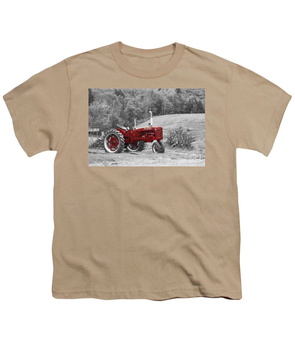 Tractor Youth T-Shirt featuring the photograph The Red Tractor by Aimelle Ml