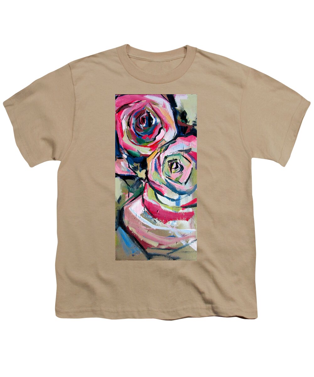 Florals Youth T-Shirt featuring the painting Two Roses by John Gholson