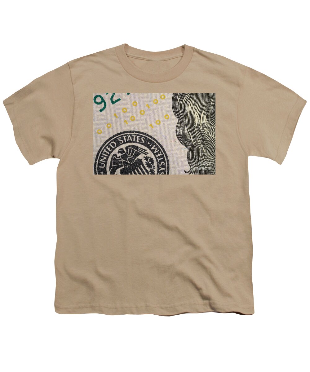 New Youth T-Shirt featuring the photograph Us 100 Dollar Bill Security Features, 1 by Ted Kinsman