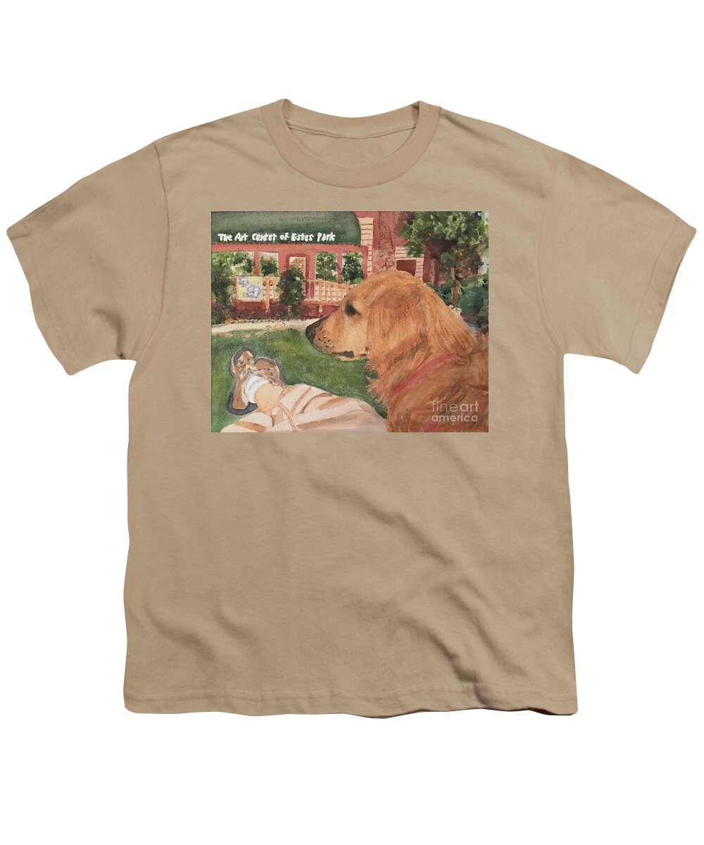 Estes Park Youth T-Shirt featuring the painting Waiting for Mom by Sue Carmony