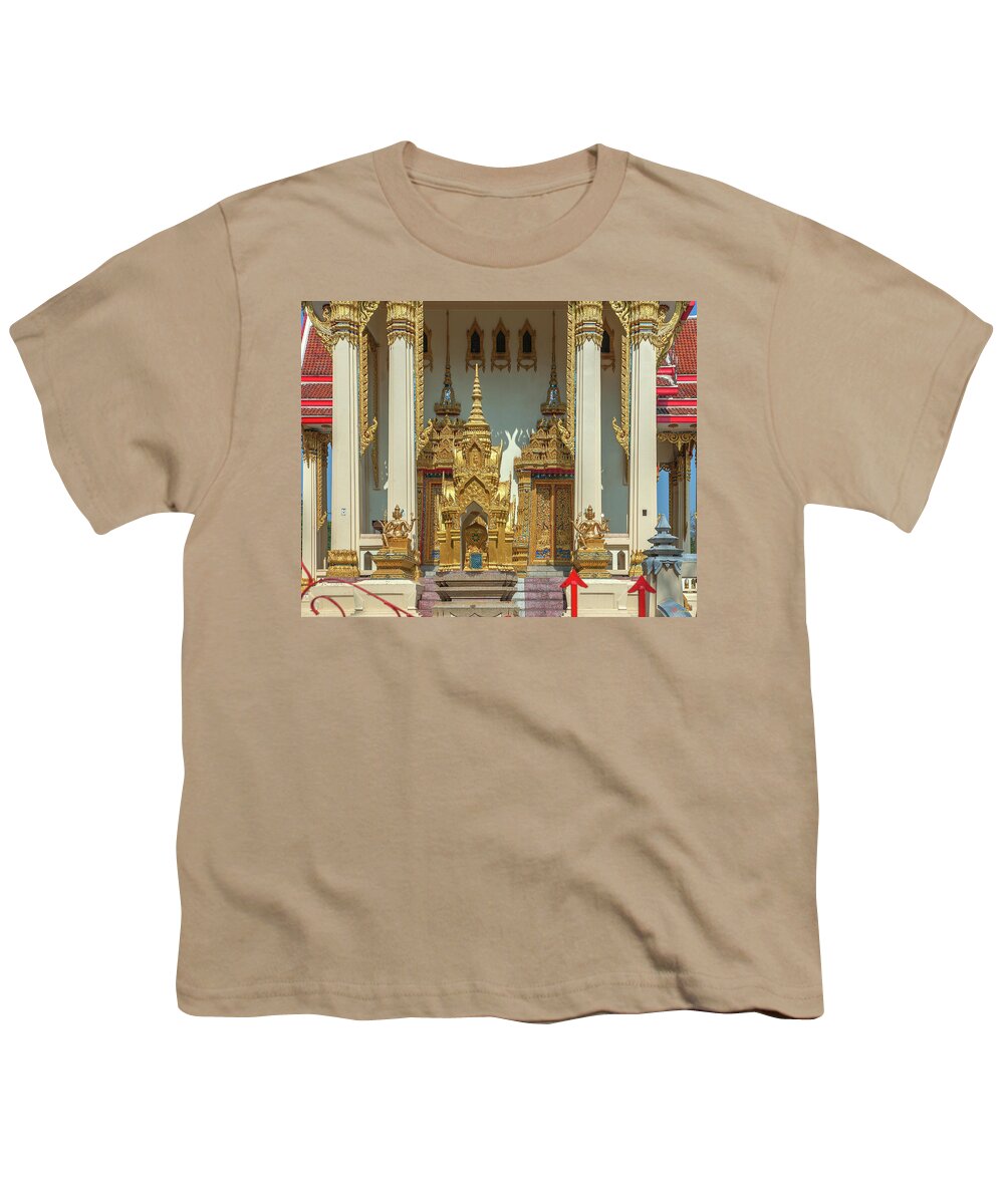 Temple Youth T-Shirt featuring the photograph Wat Phrom Chariyawat Phra Ubosot Entrance DTHNS0118 by Gerry Gantt
