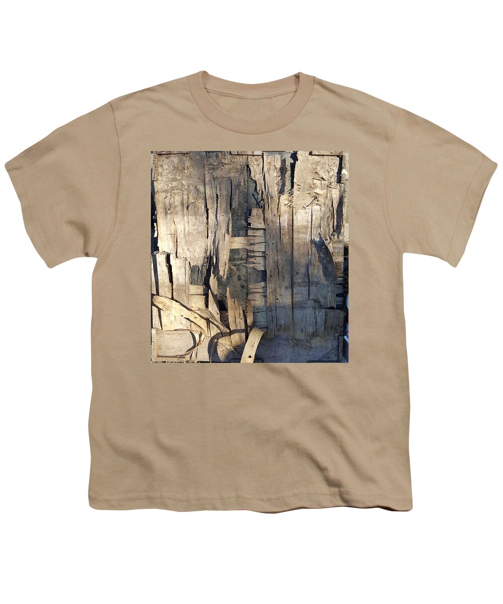 Abstract Youth T-Shirt featuring the photograph Weathered Plywood Composition by Lynn Hansen