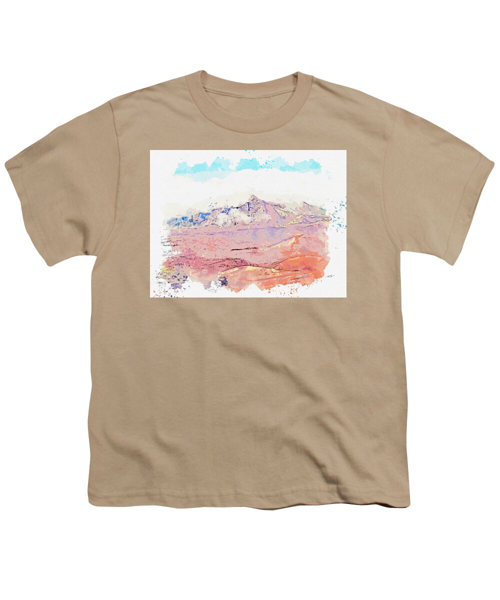 Nature Youth T-Shirt featuring the painting Haleakala National Park, Kula , USA - watercolor by Adam Asar #1 by Celestial Images
