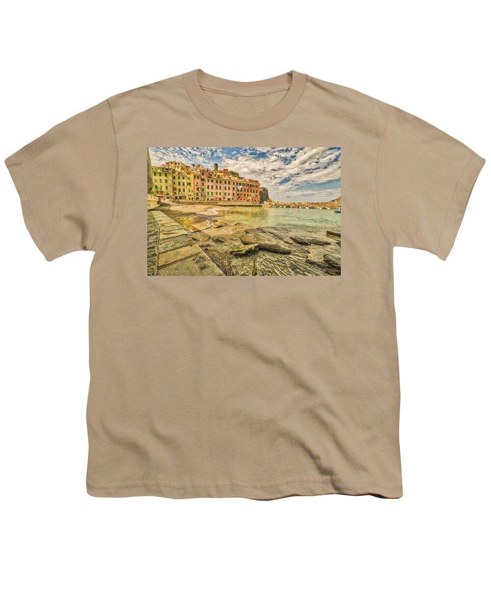 Cinque Youth T-Shirt featuring the photograph Italian sea village #1 by Vivida Photo PC