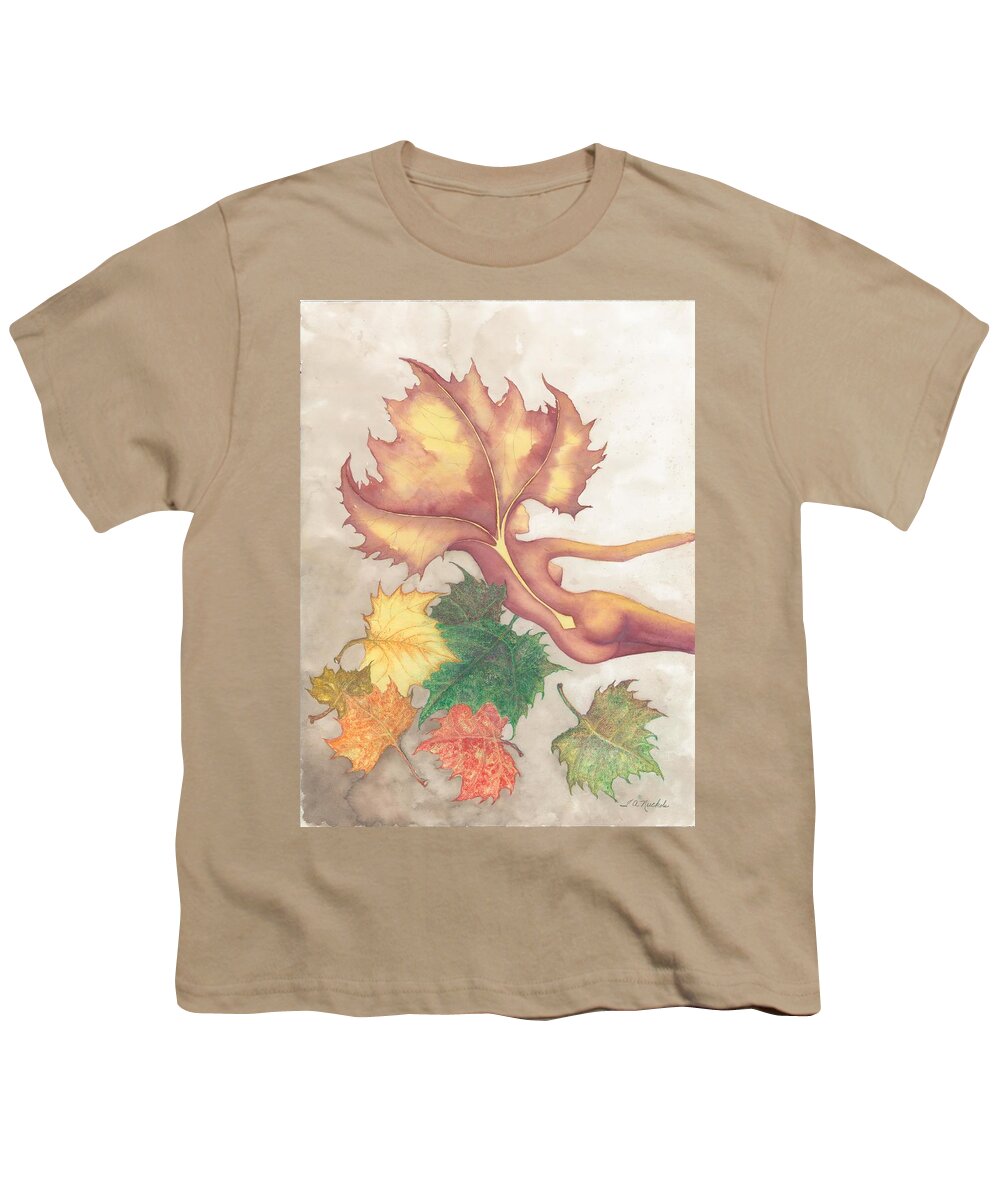 Life Cycle Youth T-Shirt featuring the painting Lady of Leaves #1 by Terry Ann Nuckols