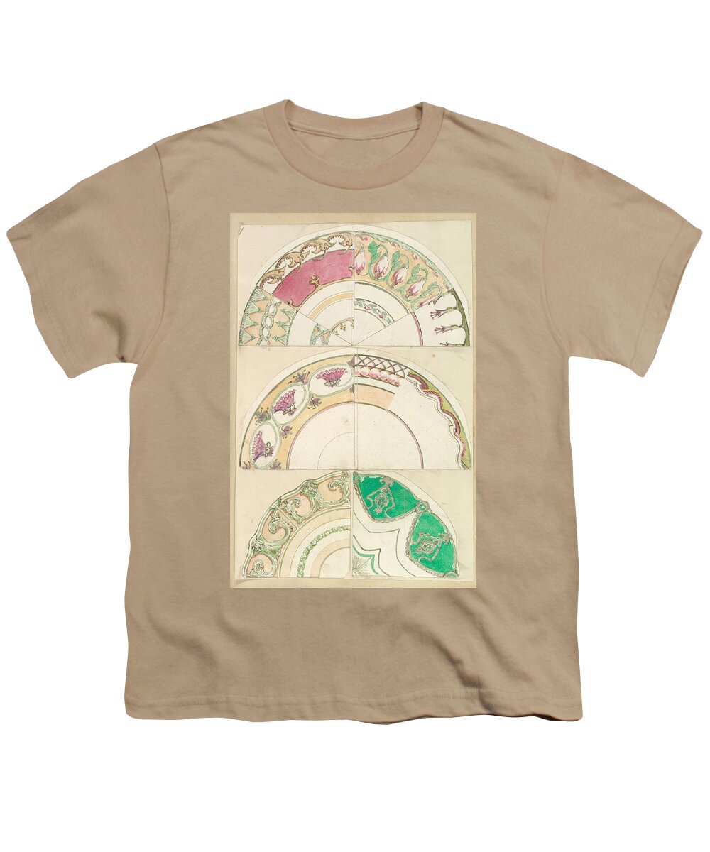 Plate Youth T-Shirt featuring the painting Nine Designs for Decorated Plates Alfred Henry Forrester Alfred Crowquill  British London 1804 18 #1 by Celestial Images