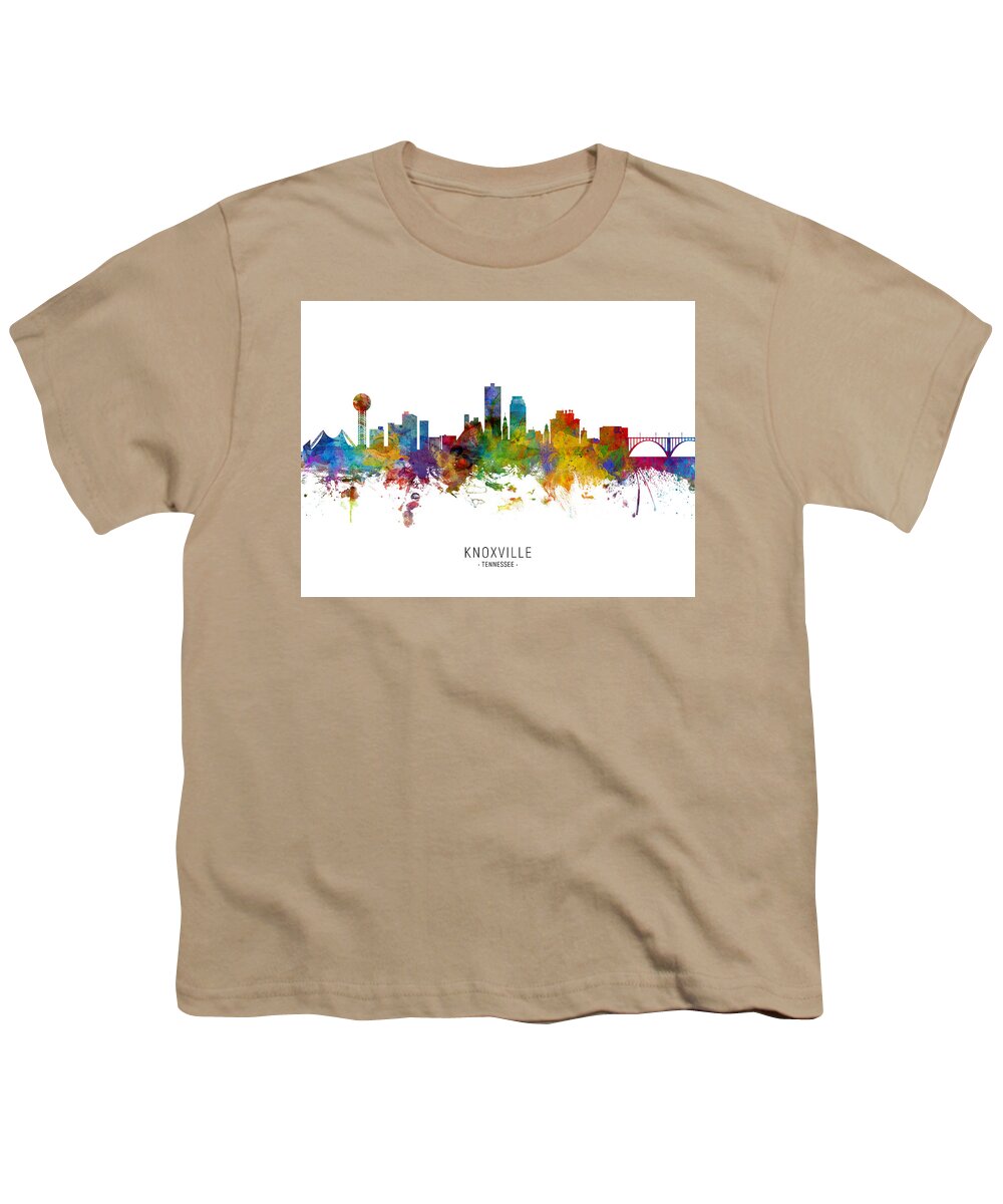 Knoxville Youth T-Shirt featuring the digital art Knoxville Tennessee Skyline #9 by Michael Tompsett