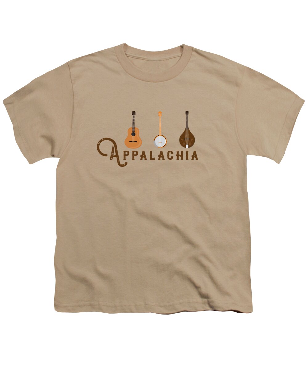 Appalachian Music Youth T-Shirt featuring the digital art Appalachia Mountain Music White Mountains by Heather Applegate