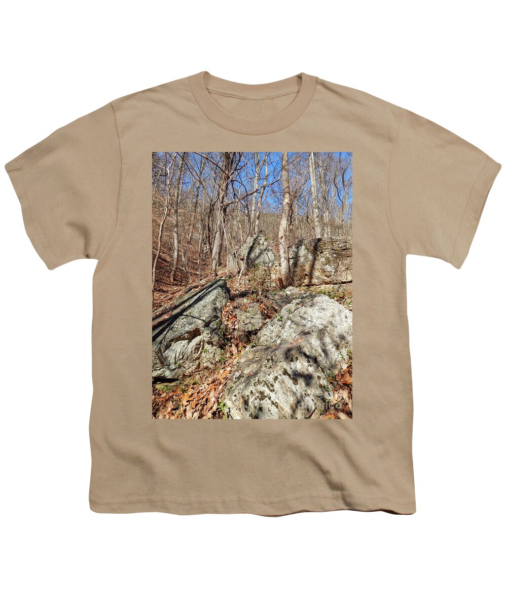 House Mountain Youth T-Shirt featuring the photograph Boulders Along The Trail by Phil Perkins