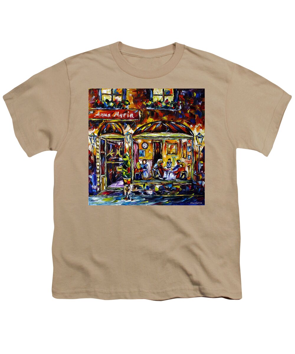 Beautiful Italy Youth T-Shirt featuring the painting Cafe Anna Maria by Mirek Kuzniar