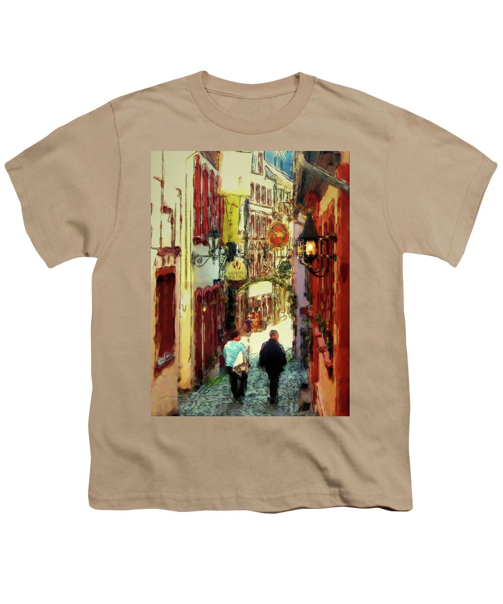 Cobblestones Youth T-Shirt featuring the painting Cobblestone Walk by Joel Smith