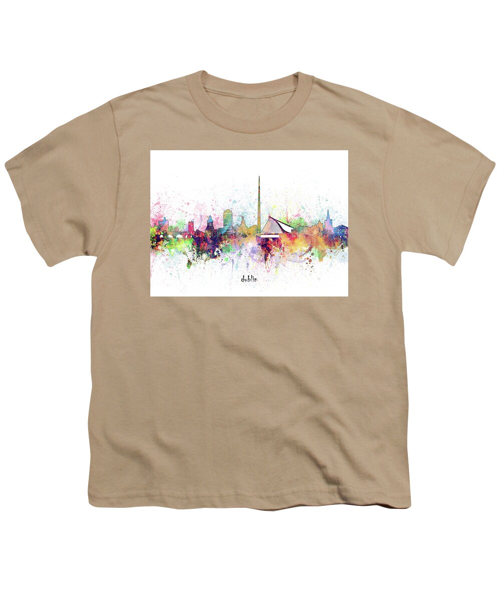 Dublin Youth T-Shirt featuring the digital art Dublin Skyline Artistic by Bekim M