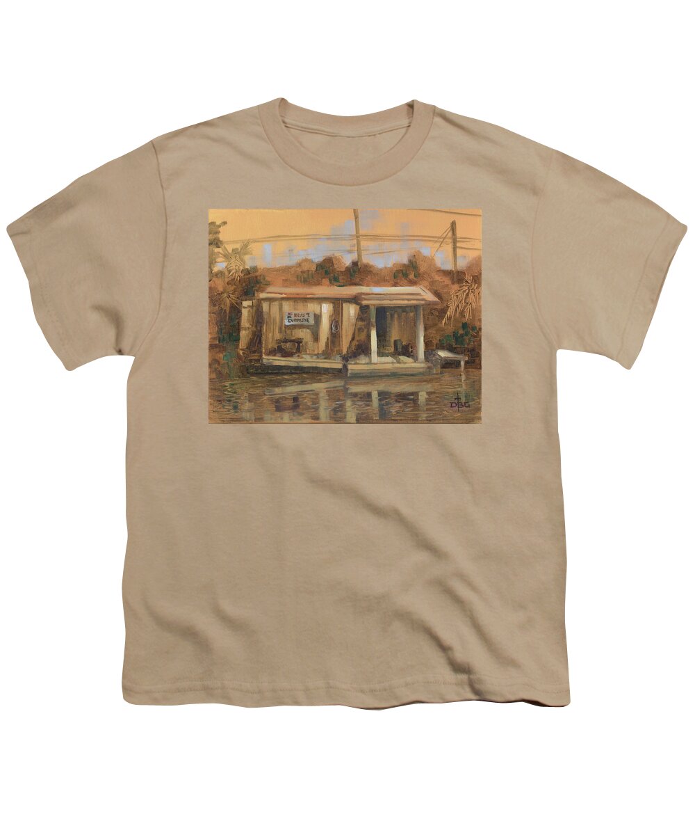 Evinrude Youth T-Shirt featuring the painting Evinrude Service and Bait Shop by David Bader
